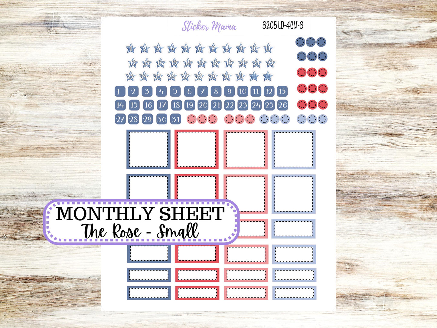 Laurel Denise Small Rose Planner Sticker Kit | 4 Column Mini | Project Mini  | July 3205 Patriotic Festivities | 4-26