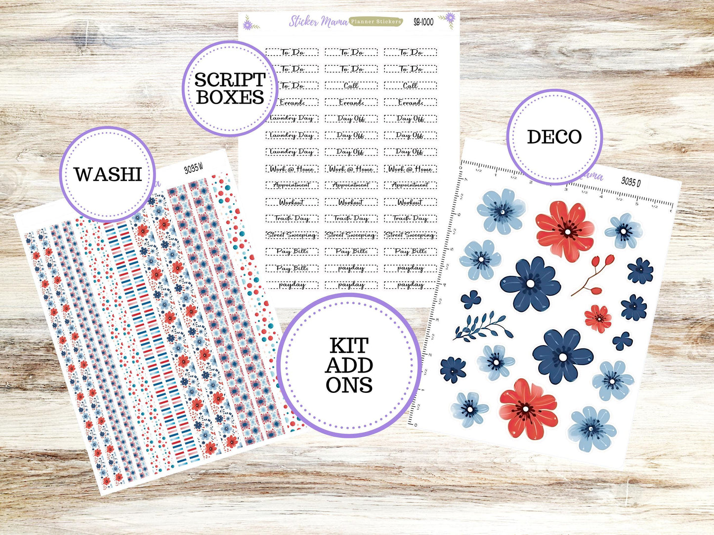 Simple Planner Sticker Kit | 3035 American Dream | 1.5 inch wide
