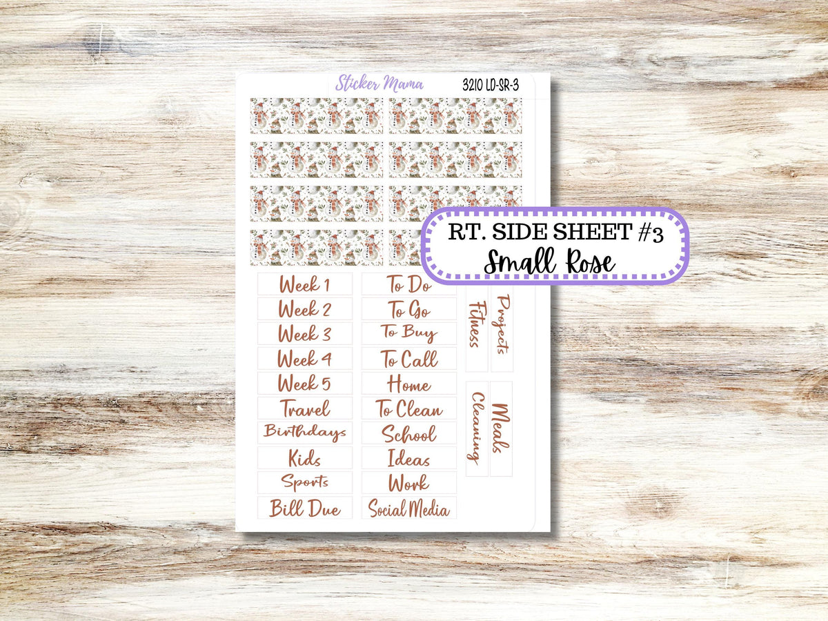 Laurel Denise Small Rose Planner Sticker Kit 3210 | 4 Column Mini | December Frosty Friend | 9-26