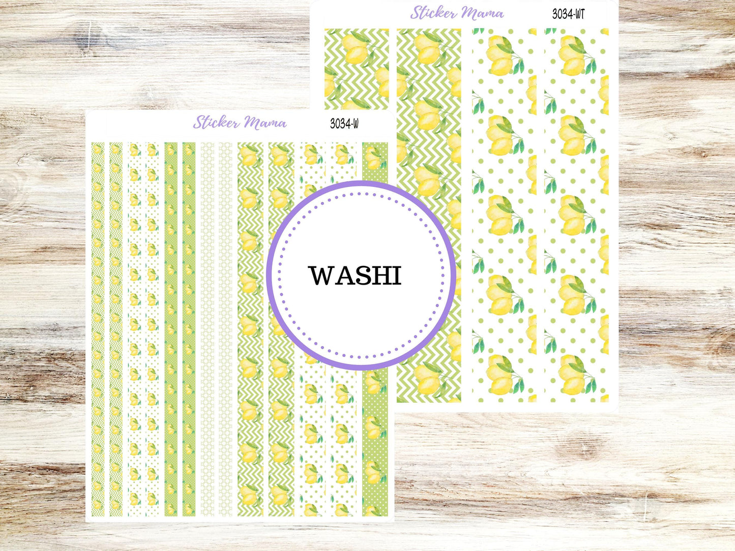 WASHI PLANNER STICKERS || 3034 || Watercolor Lemons || Washi Stickers || Lemon Planner Stickers || Washi for Planners
