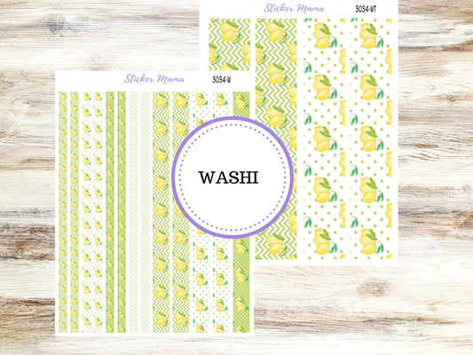 WASHI PLANNER STICKERS || 3034 || Watercolor Lemons || Washi Stickers || Lemon Planner Stickers || Washi for Planners