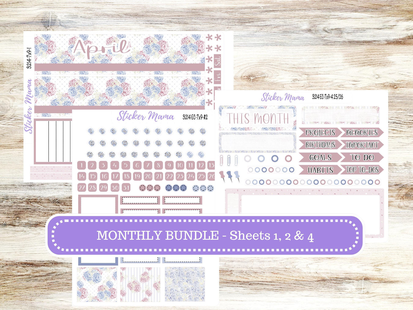 ERIN CONDREN Monthly Kit-3214 || 7X9 || Peony Palace - 7x9 ec April Monthly Kit -  Monthly Planner Kits -  Monthly Pages || 12-25