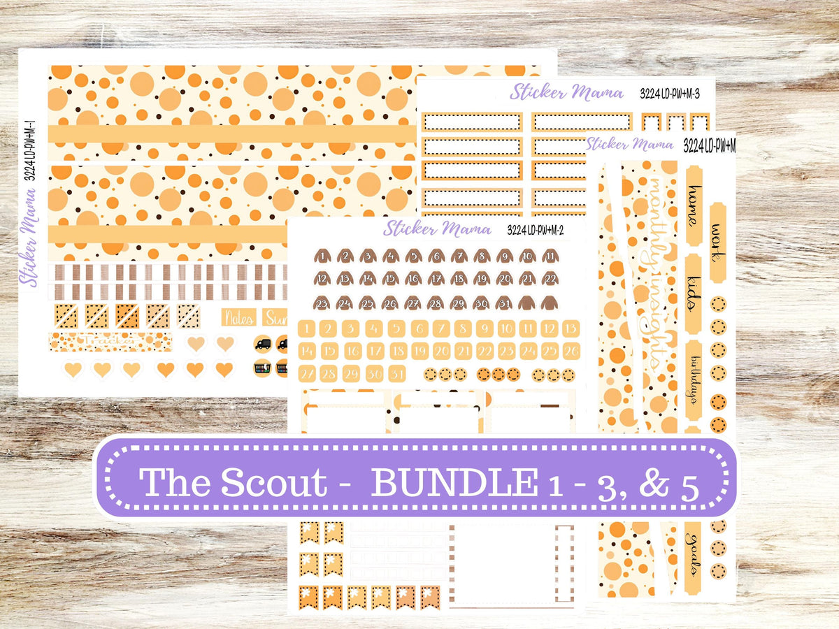 Laurel Denise Large Scout Planner Sticker Kit | Portrait Weekly + Monthly | Month of your Choice Fall | 3224 Fall Polka Dot | 8-26