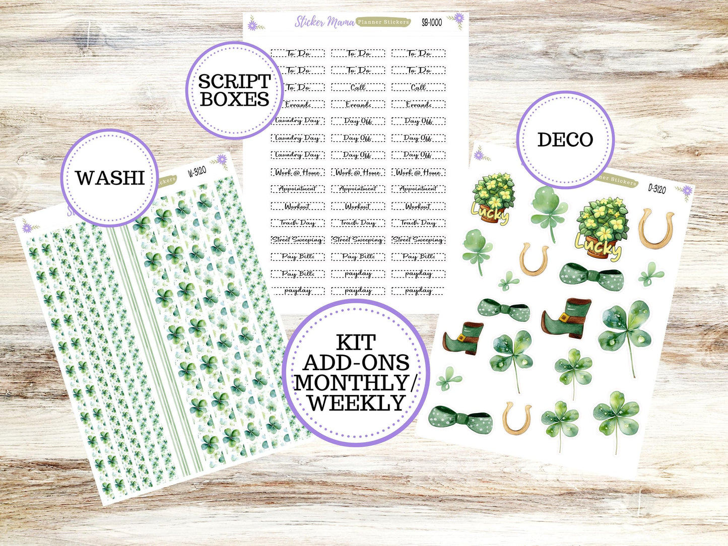 LAUREL DENISE PLANNER Monthly Kit #3120 || Laurel Denise Kit || Laurel Denise Stickers || Ld Horizontal Vertical || Shamrock Magic