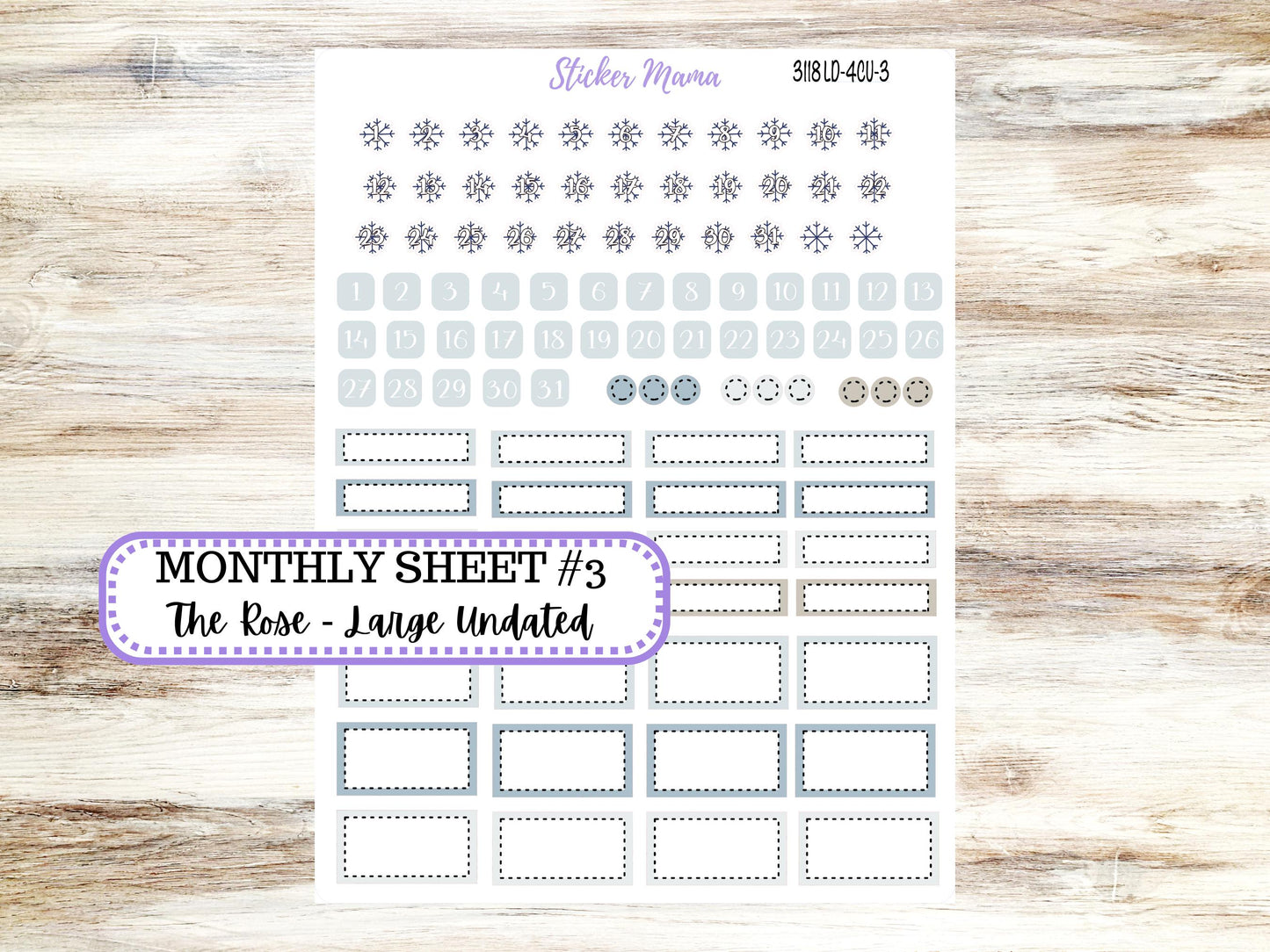 LD "The Rose" - Large Undated Sewn || 4 COLUMN Undated (formerly project undated). Planner Kit #3118 || January || 10-25