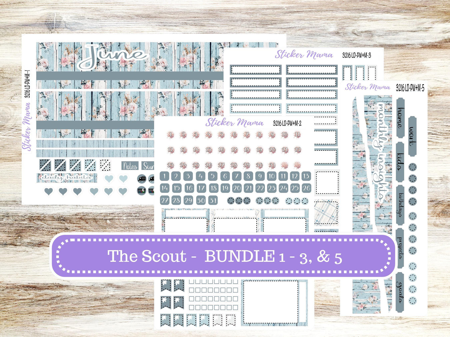 Laurel Denise Large Scout Planner Sticker Kit | Portrait Weekly + Monthly | June Chic Roses #3216 | 3-26