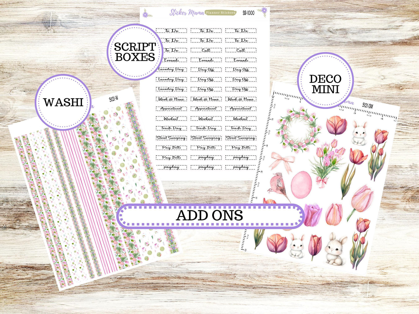 LD "Th Rose" Small || 4 COLUMN Mini (formerly the project mini) Size Planner Kit #3121 || April Easter Petals  || Project Stickers || 12-25