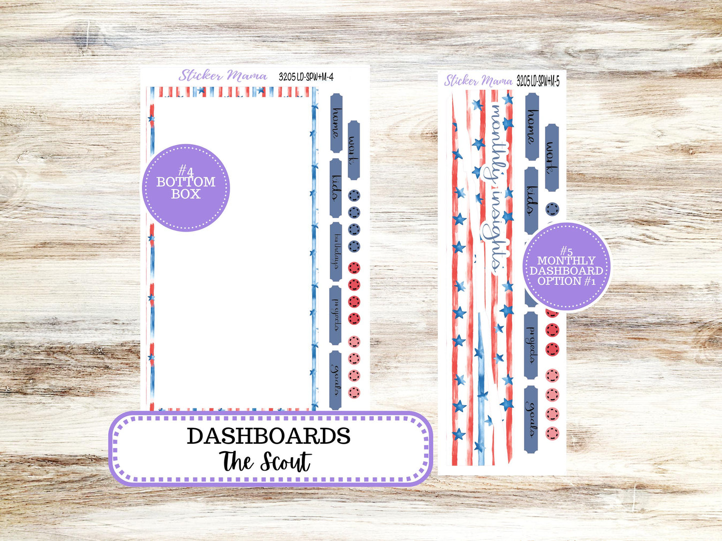 Laurel Denise Small Scout Planner Sticker Kit | Portrait Weekly + Monthly | July Patriotic Festivities 3205 | 4-26