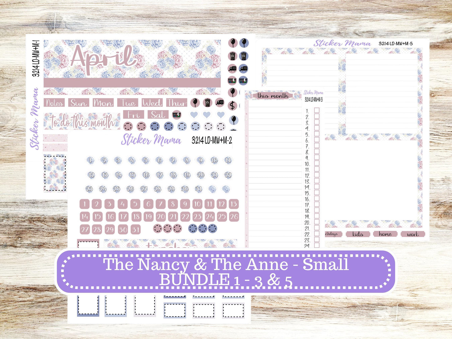 LD SMALL "The Anne" & "The Nancy" || MINI Week + Month Planner Kit #3214 || Horizontal Vertical || April Peony Palace || 12-25