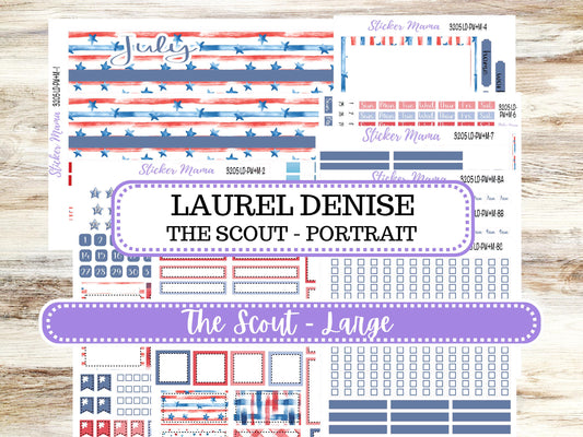 Laurel Denise Large Scout Planner Sticker Kit | Portrait Weekly + Monthly | July Patriotic Festivities 3205 | 4-26