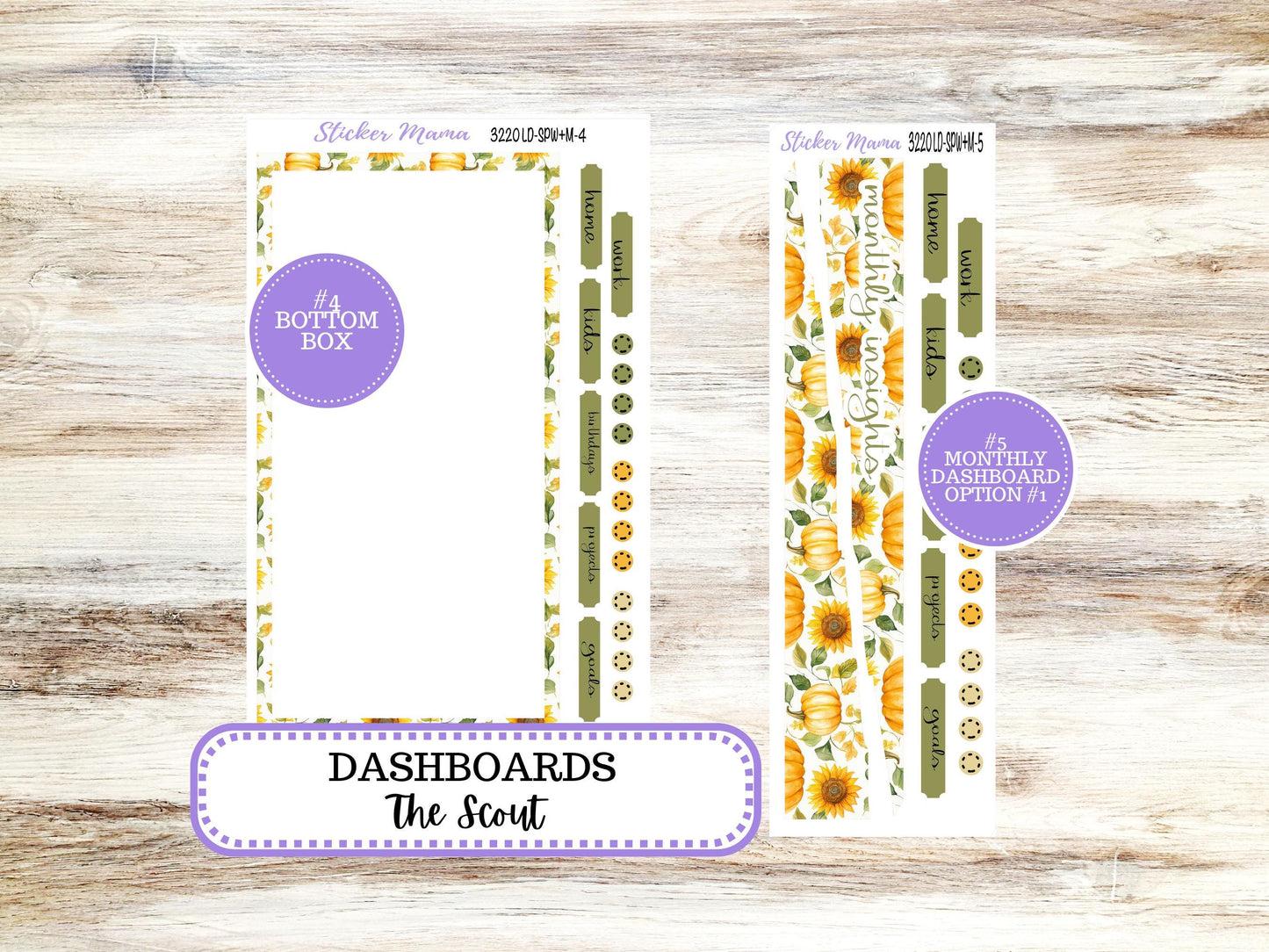Laurel Denise Small Scout Planner Sticker Kit | Portrait Weekly + Monthly | Choose Your Month Fall | 3220 Sunflower Harvest | 6-26