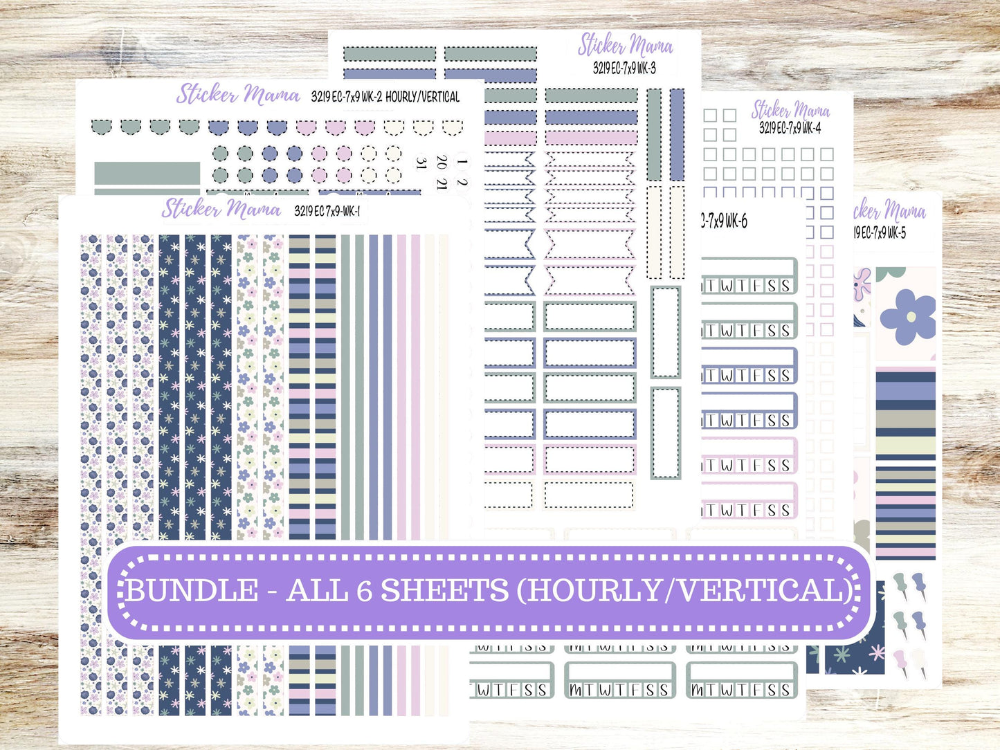 Erin Condren Weekly Planner Kit | Vertical & Hourly Stickers | WK-3219 Tropical Trinkets