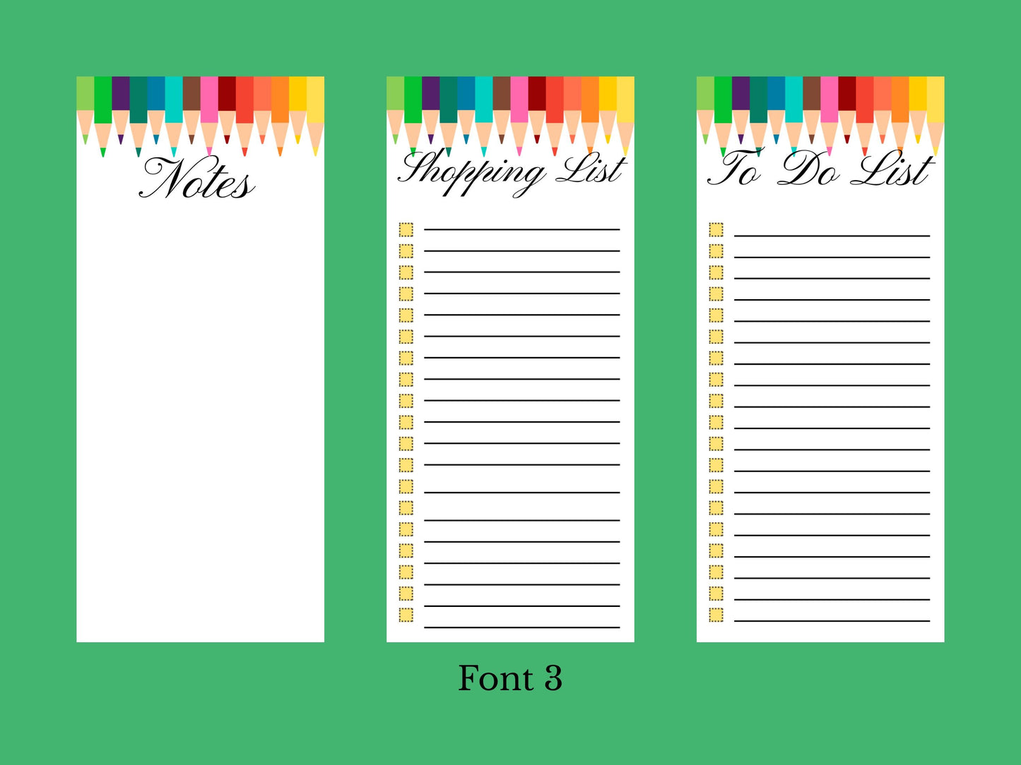 School Time Notepads | Set of Three | 3.5 x 8 | To Do List | Shopping List | Notes