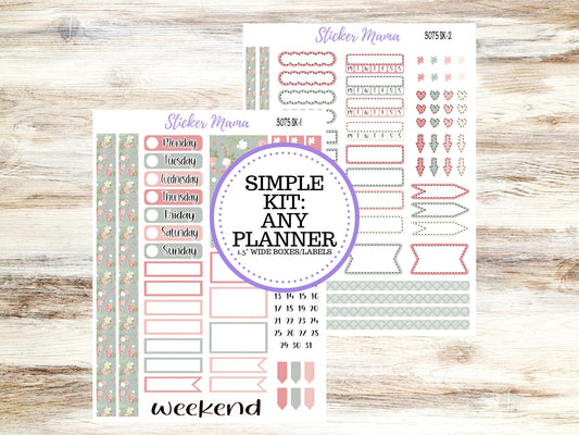 Simple Planner Sticker Kit | 1.5" Planner Stickers | Shabby Chic #3075