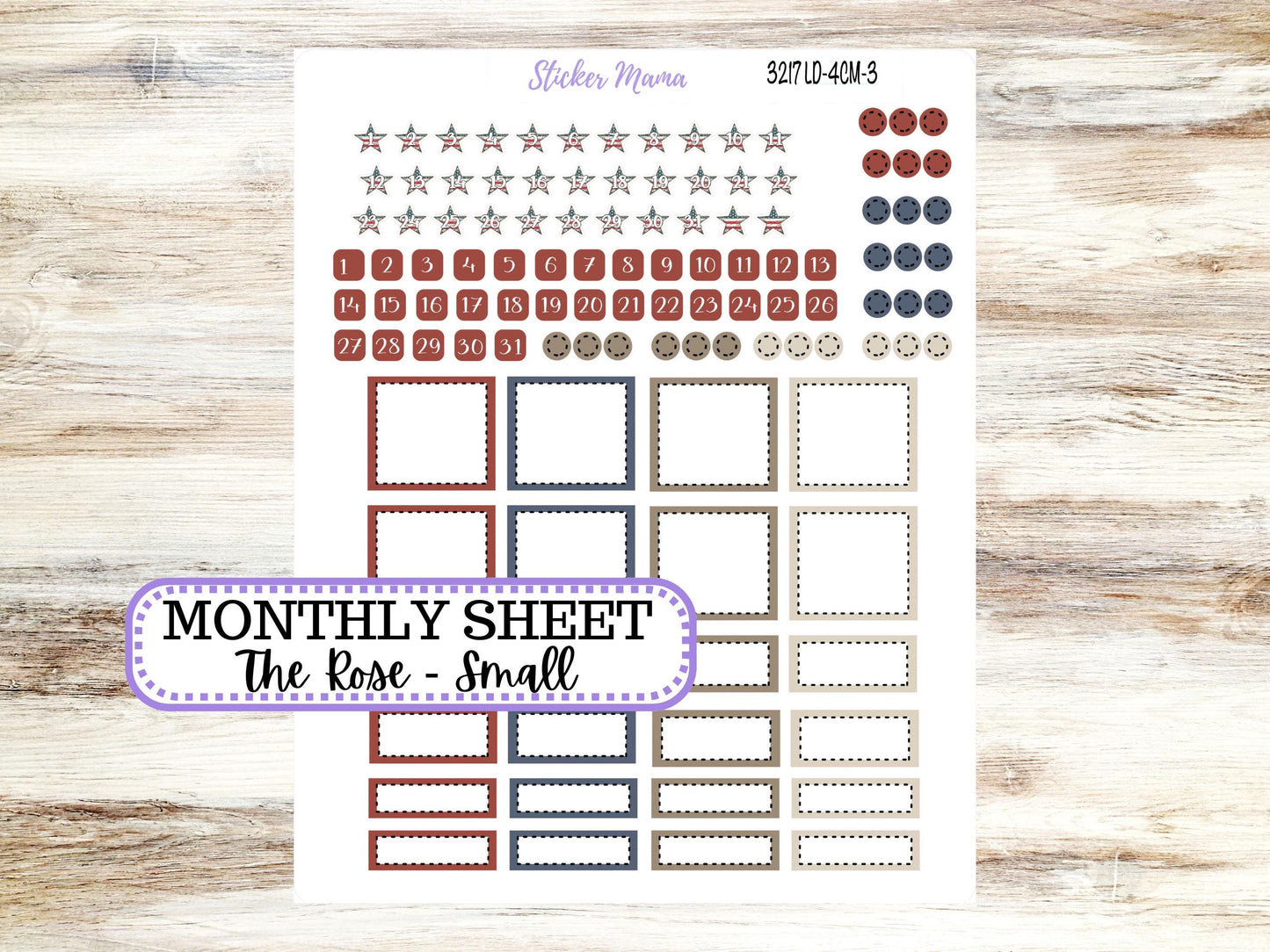 Laurel Denise Small Rose Planner Sticker Kit | 4 Column Mini | Project Mini  | July 3217 Old Glory | 4-26