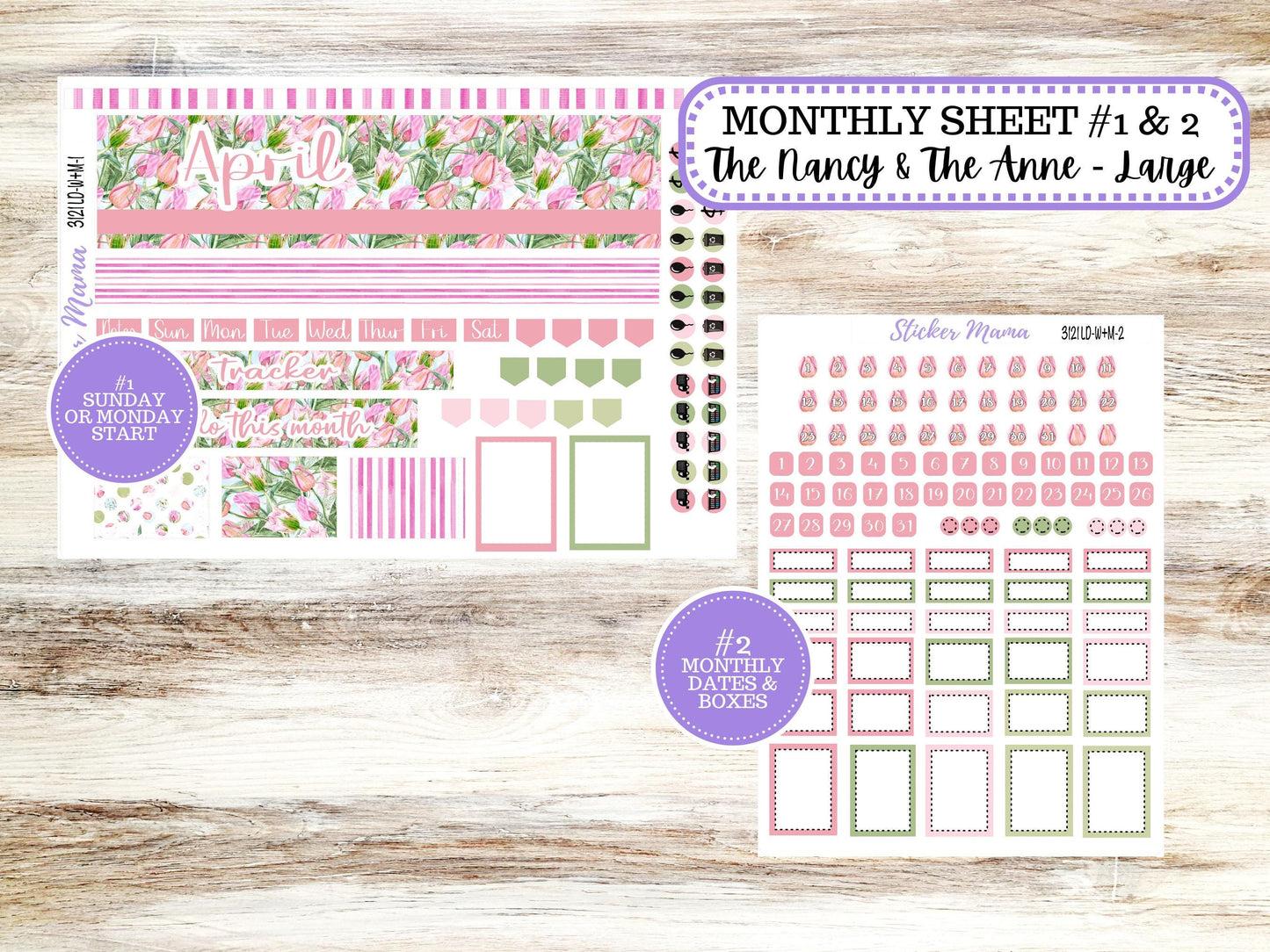 LD “The Nancy & Anne” Large || Week + Month PLANNER Monthly Kit #3121 Easter Petals || Horizontal Vertical Kit || 12-25