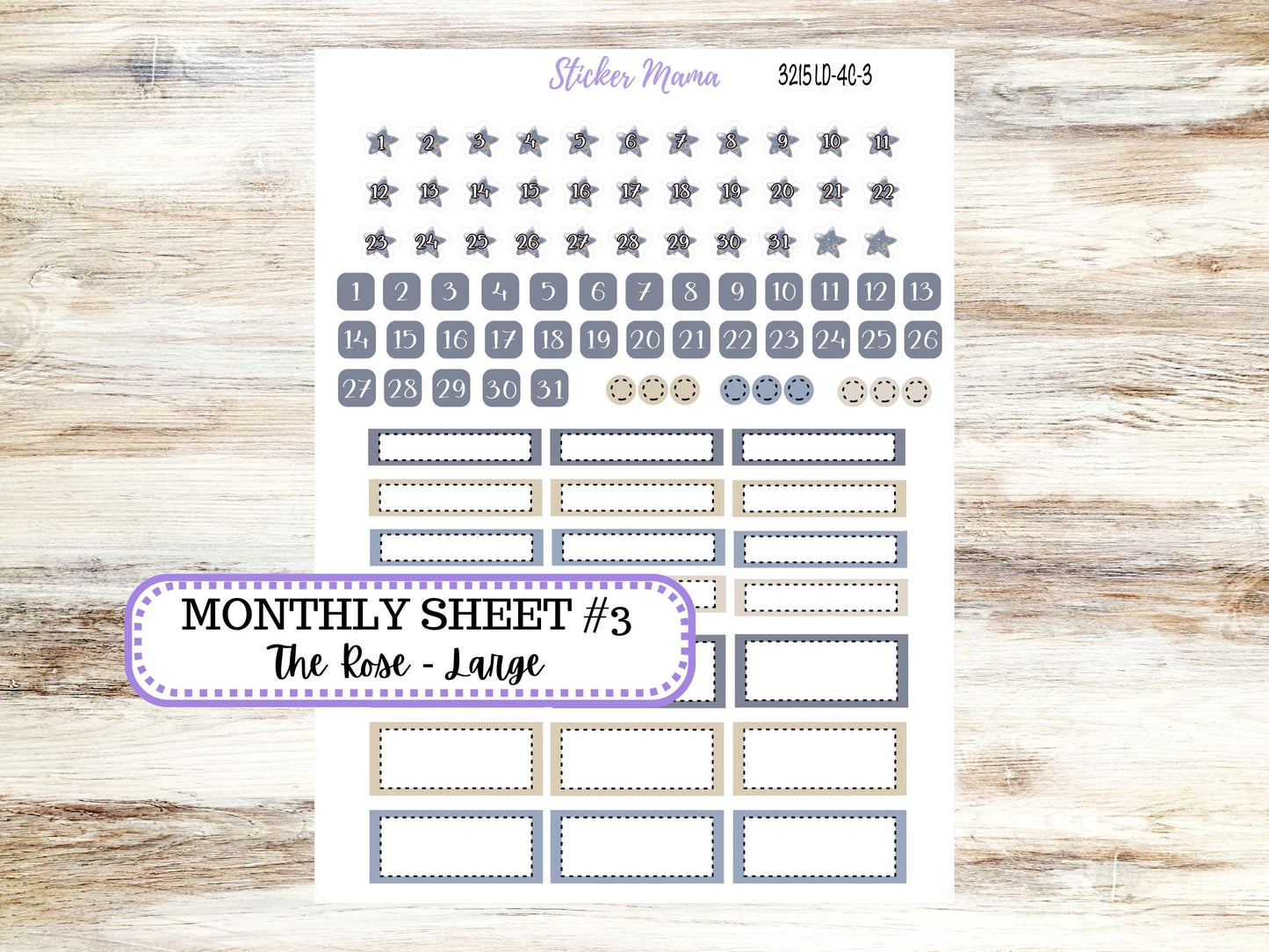 Laurel Denise Large Rose Planner Sticker Kit | 4-COLUMN (formerly project) | Month of your Choice #3215 Charming Roses | 1-26