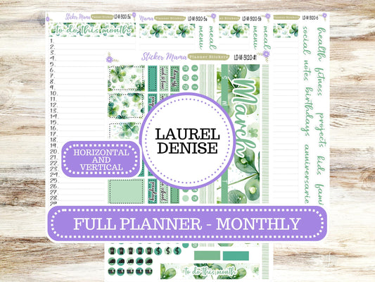 LAUREL DENISE PLANNER Monthly Kit #3120 || Laurel Denise Kit || Laurel Denise Stickers || Ld Horizontal Vertical || Shamrock Magic