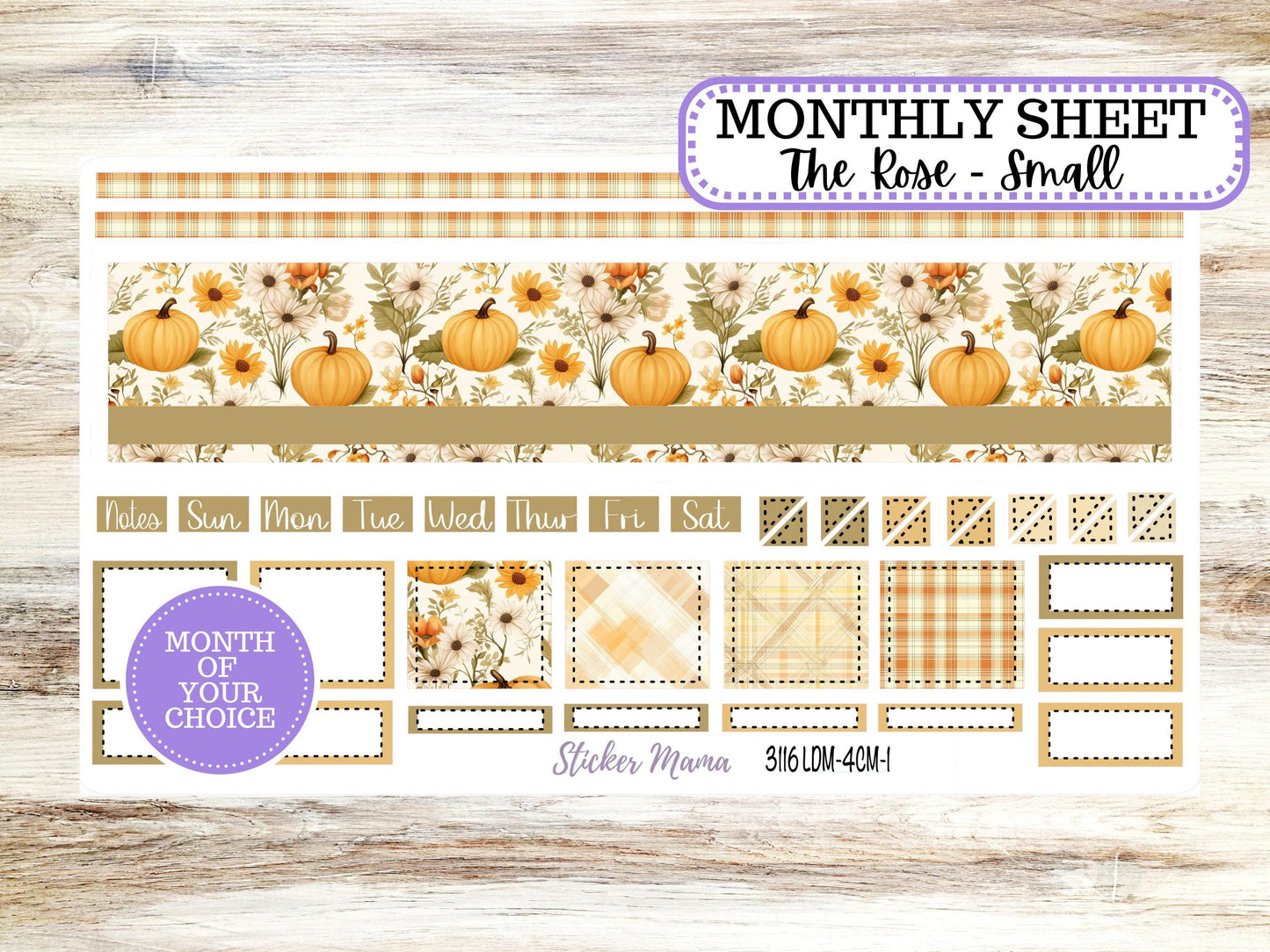 Laurel Denise Small Rose Planner Sticker Kit | 4 Column Mini | Project Mini  | Month of your Choice Fall | 3116 Pumpkin Spice