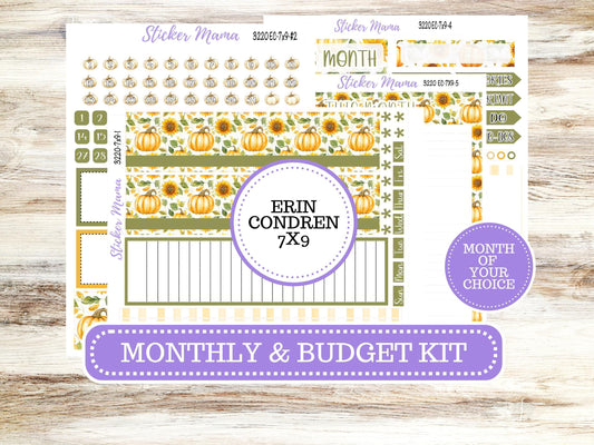 Erin Condren Monthly Kit 7X9 | 3220  Sunflower Harvest | Month of your Choice - Undated