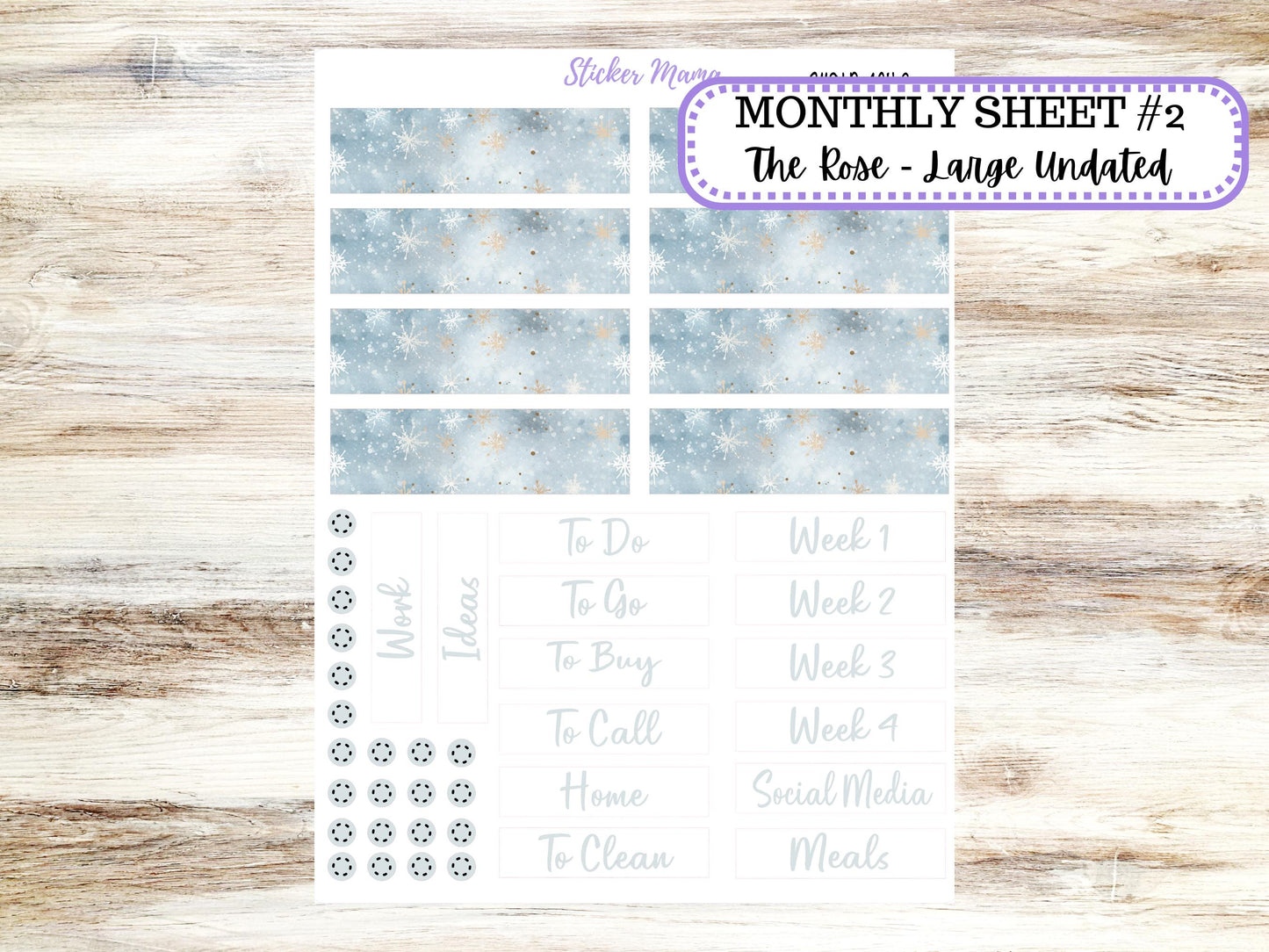 LD "The Rose" - Large Undated Sewn || 4 COLUMN Undated (formerly project undated). Planner Kit #3118 || January || 10-25