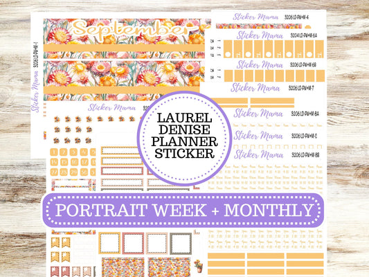 LAUREL DENISE PORTRAIT Week + Month Planner Kit|| Planner Kit #3206 || Falling Color || Laurel Denise September Sticker Kit ||  June 25