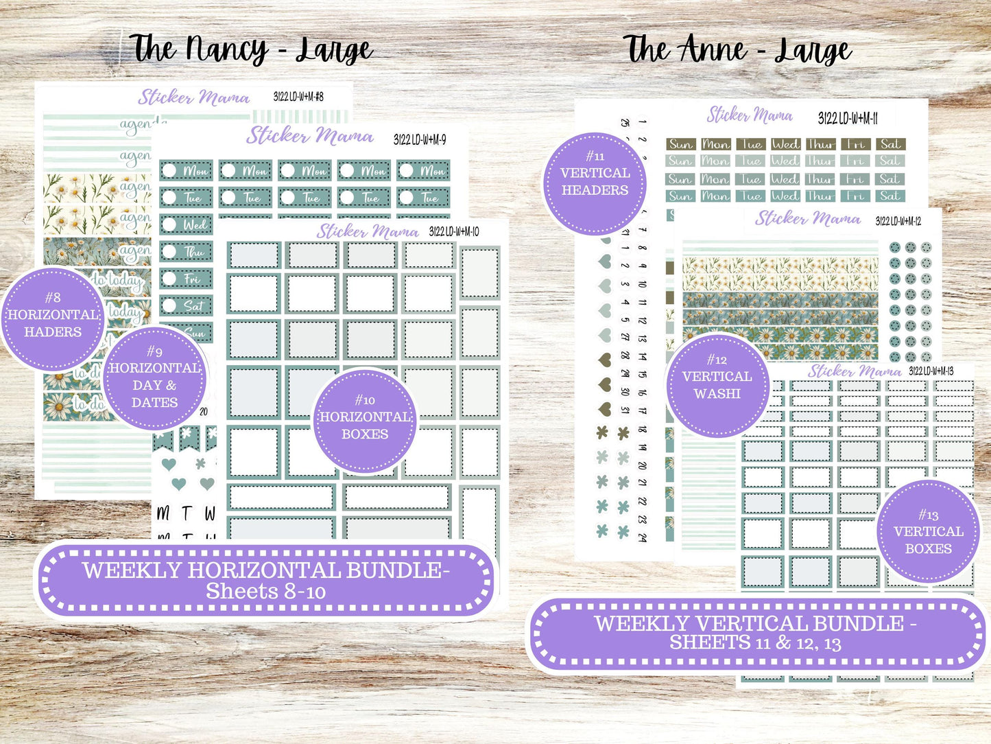 LD “The Nancy & Anne” Large || Week + Month PLANNER Monthly Kit #3122 || Horizontal Vertical Kit || Vintage Bloom || 11-25