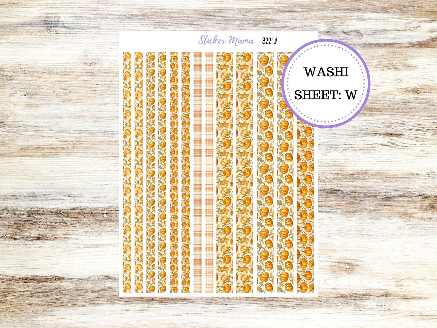 Washi Planner Stickers | Pumpkin & Cornstalks 3221