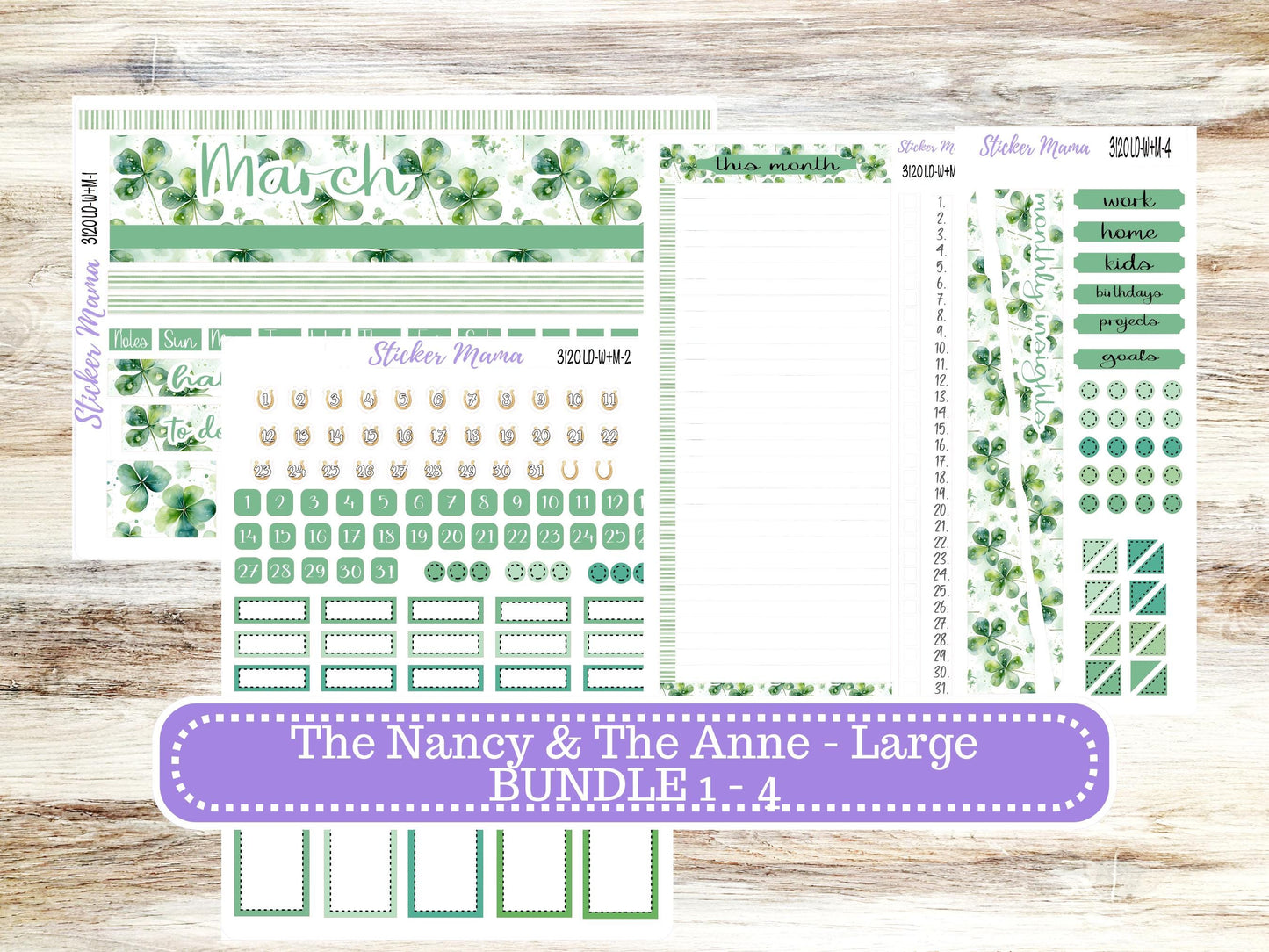 LD “The Nancy & Anne” Large || Week + Month PLANNER Monthly Kit #3120 || Horizontal Vertical Kit || March Shamrock Magic || 11-25