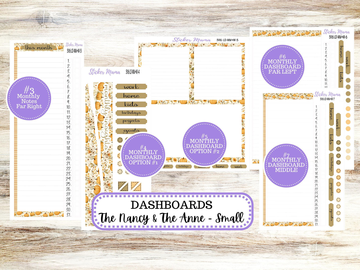 Laurel Denise Small Anne and Nancy Planner Sticker Kit | Small Week + Month | Choose your own Month 3116 Pumpkin Spice | 7-26