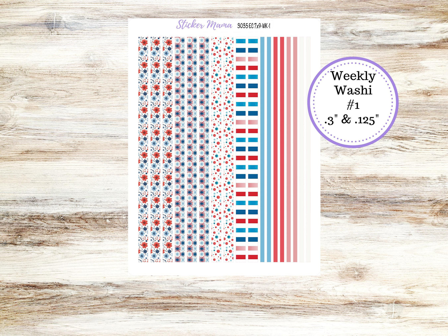 Erin Condren Weekly Planner Kit | Vertical & Hourly Stickers | WK-3035 American Dream