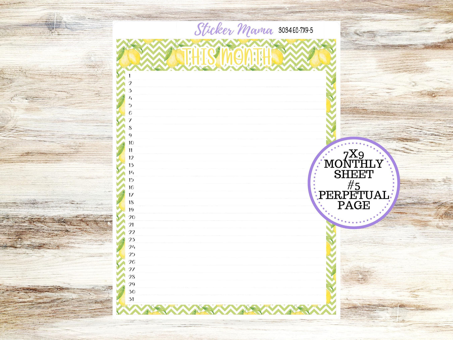 ERIN CONDREN Monthly Kit-3034 || 7X9 || Fresh Squeeze - 7x9 ec March Monthly Kit - Month of your Choice Monthly Planner Kits || 11-25