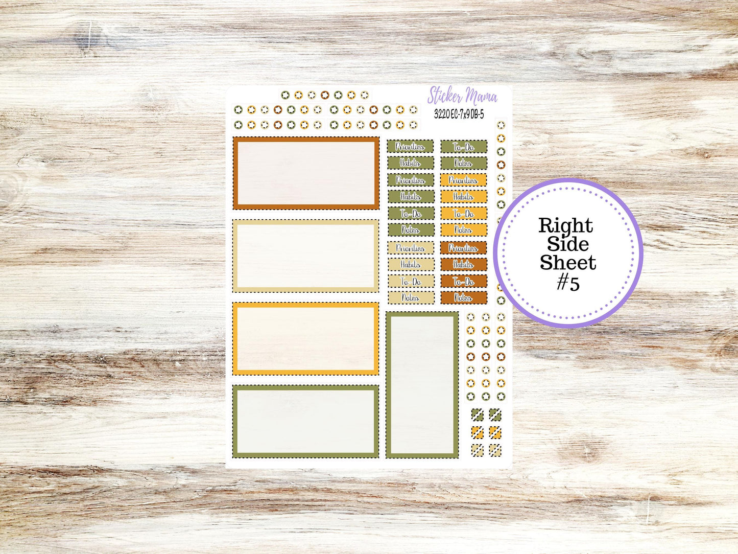 Erin Condren Dashboard Planner Sticker Kit | DB 3220 Sunflower Harvest