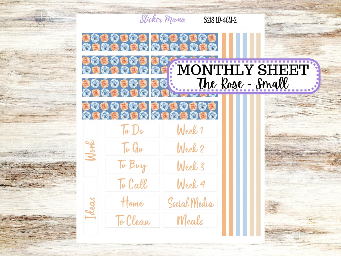 Laurel Denise Small Rose Planner Sticker Kit | 4 Column Mini | Project Mini  | August 3218 Blossom Breeze | 5-26