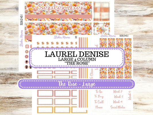 Laurel Denise Large Rose Planner Sticker Kit | 4 Column Mini | Project Mini  | 3206 Falling Colors | 6-26