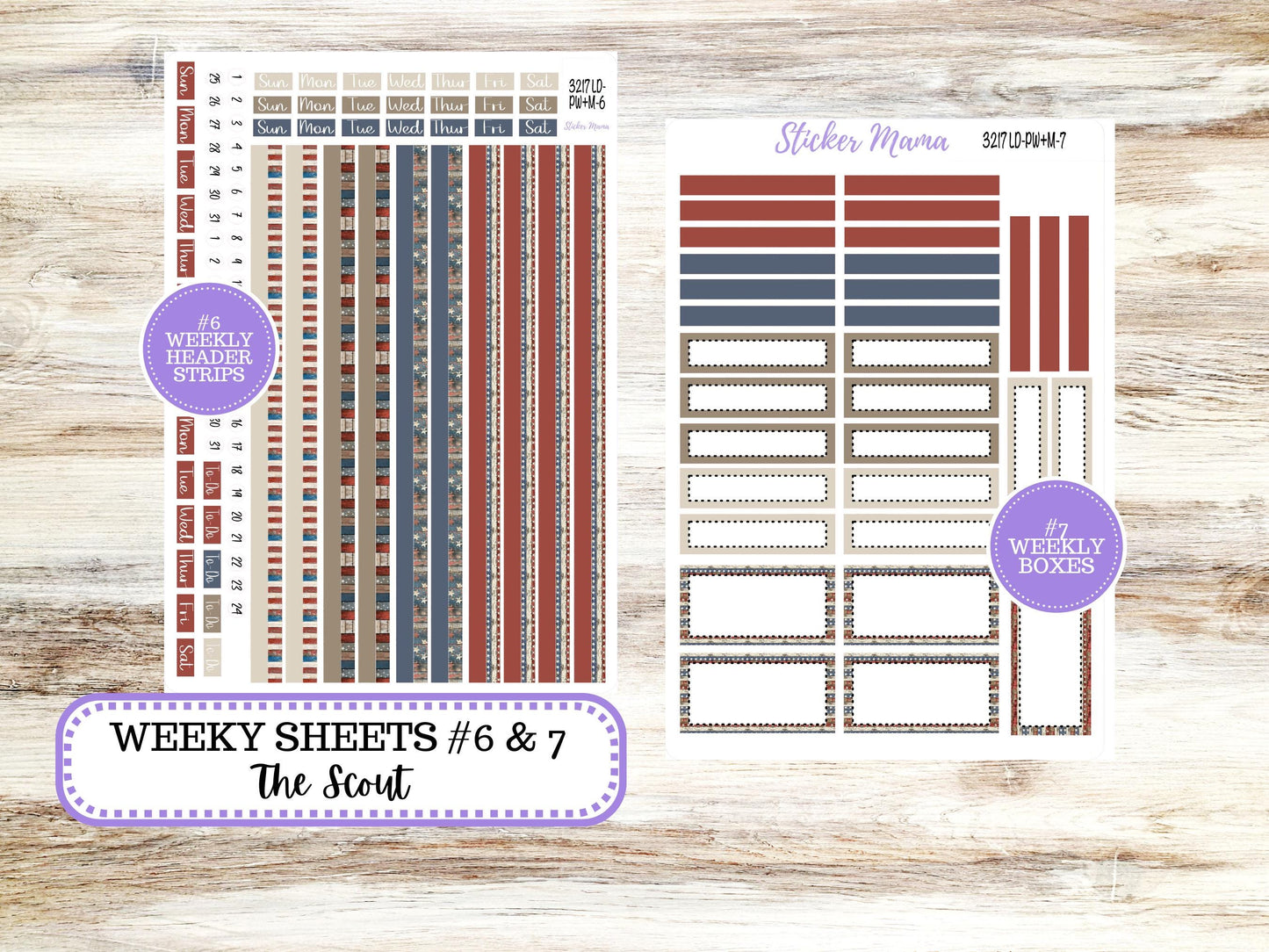 Laurel Denise Large Scout Planner Sticker Kit | Portrait Weekly + Monthly | July Old Glory 3217 | 4-26