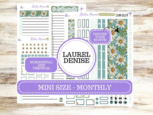 LAUREL DENISE MINI Monthly Planner Kit #3122  || Laurel Denise Kit || Laurel Denise Stickers || Horizontal Vertical || Vintage Bloom