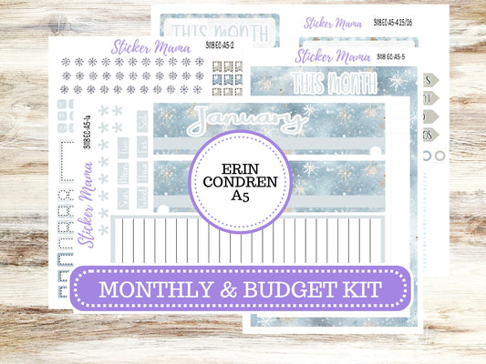 ERIN CONDRE Monthly Kit-3118 || A5 || EC A5 Stickers  || - ec January Monthly Kit - Monthly Planner Kits - Monthly Budget