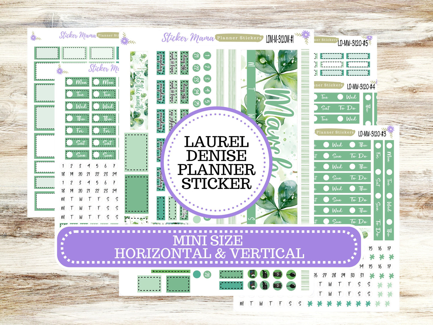 LAUREL DENISE MINI Planner Kit #3120 || Shamrock Magic Laurel Denise Kit || L D  Stickers || Laurel Denise Horizontal Vertical || March