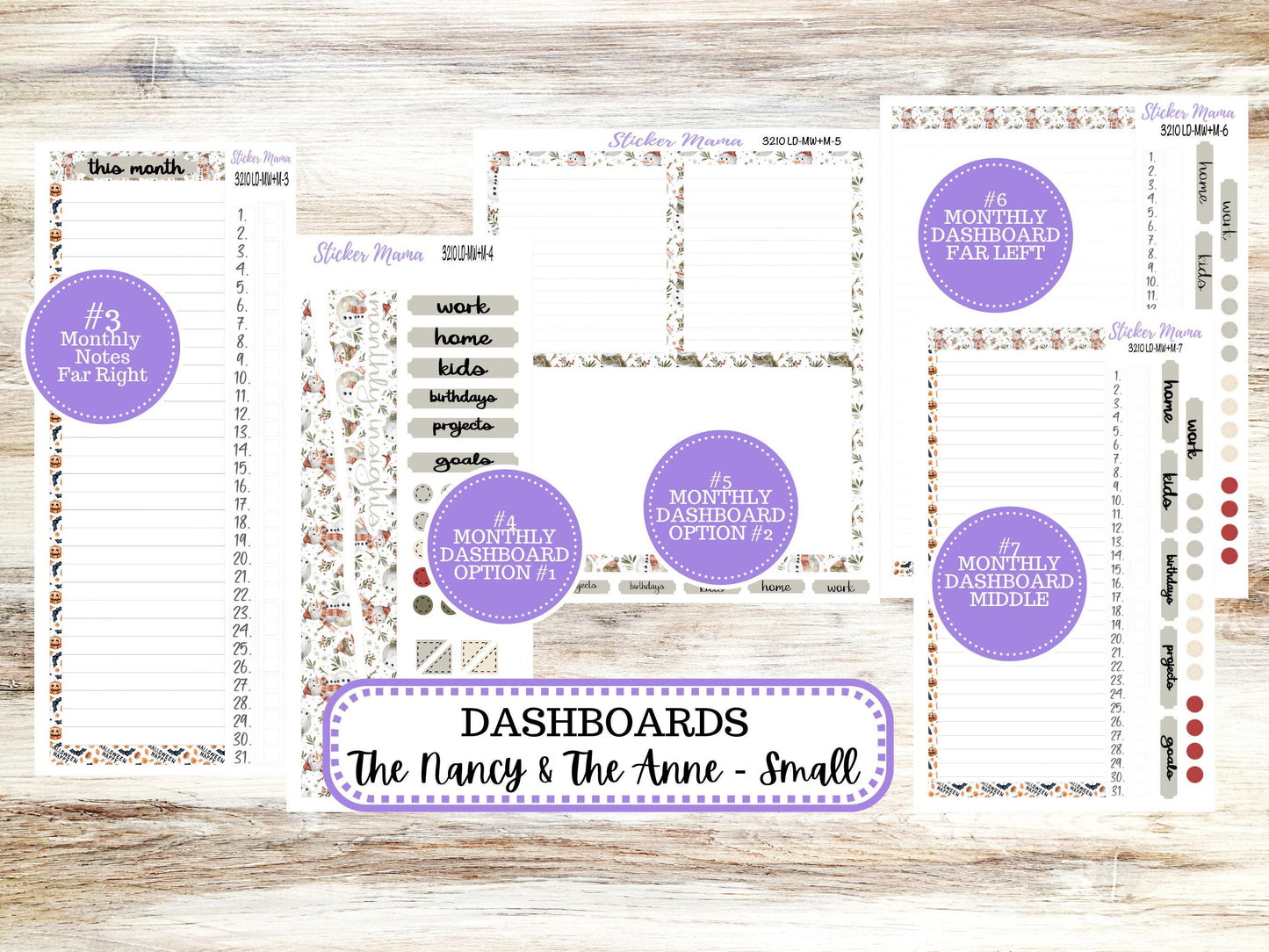 LD SMALL "The Anne" & "The Nancy" || MINI Week + Month Planner Kit #3210 || Laurel Denise Horizontal Vertical || Frosty Friends || 9-25