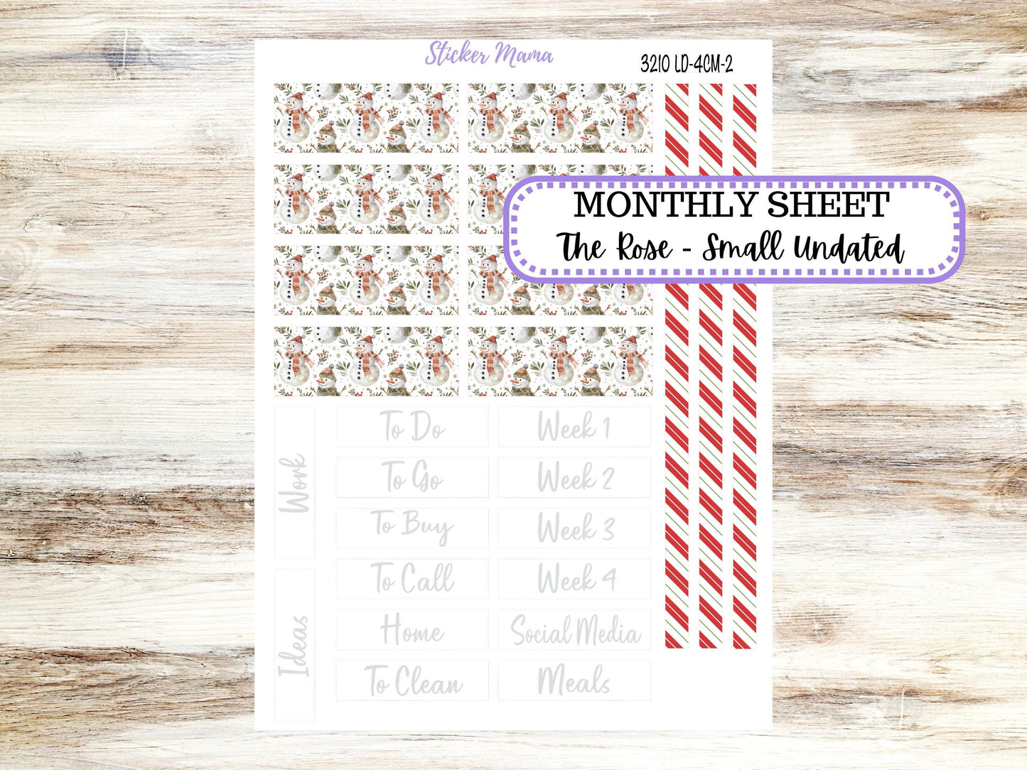 LD "Th Rose" Small || 4 COLUMN Mini (formerly the project mini) Size Planner Kit #3210 || Frosty Friends || Project Stickers || June 25