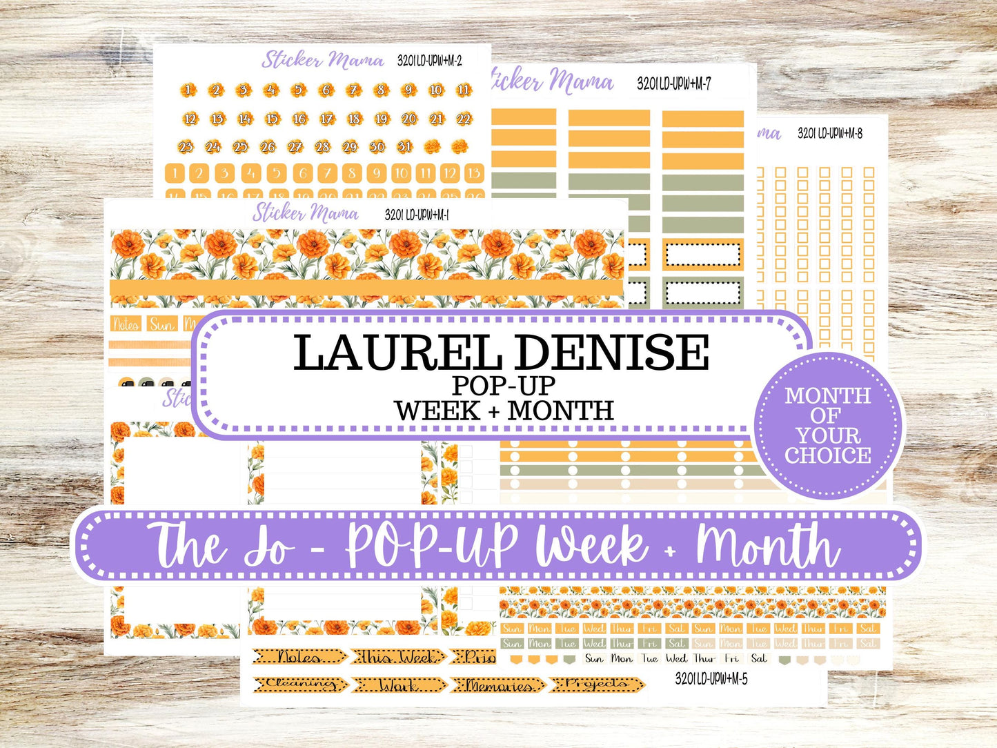 Laurel Denise Jo Planner Sticker Kit | Pop-up Week+Month | Month of your Choice 3201 Fall Colors | 5-26