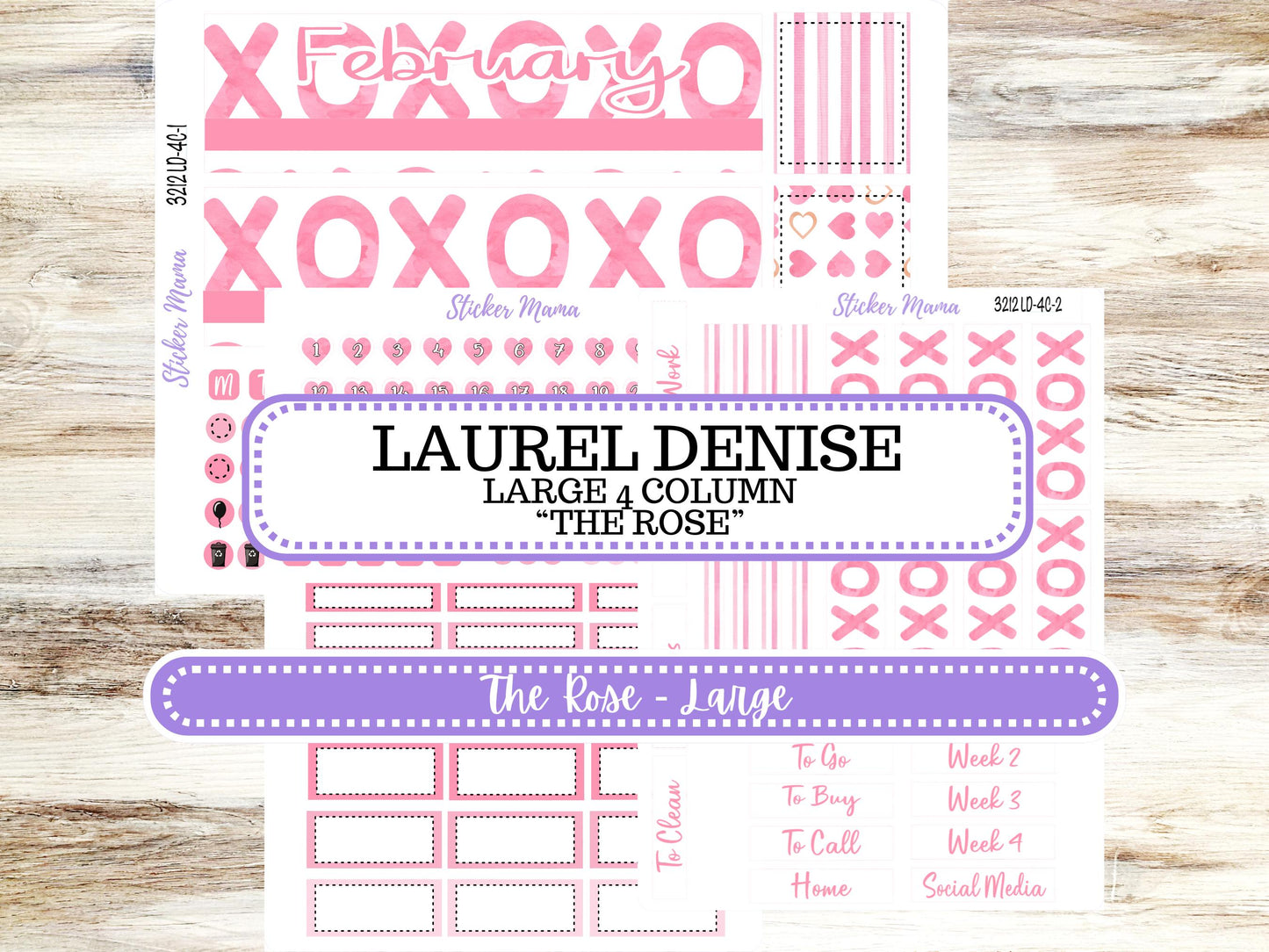 LD "The Rose" Large || 4-COLUMN (formerly project)  Planner Kit #3212 || Love Notes || Laurel Denise Stickers || 10-25