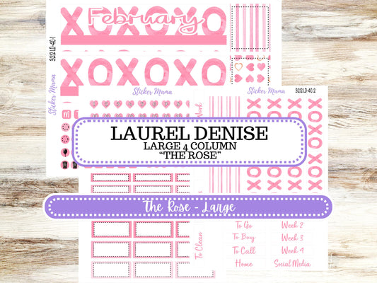 LD "The Rose" Large || 4-COLUMN (formerly project)  Planner Kit #3212 || Love Notes || Laurel Denise Stickers || 10-25