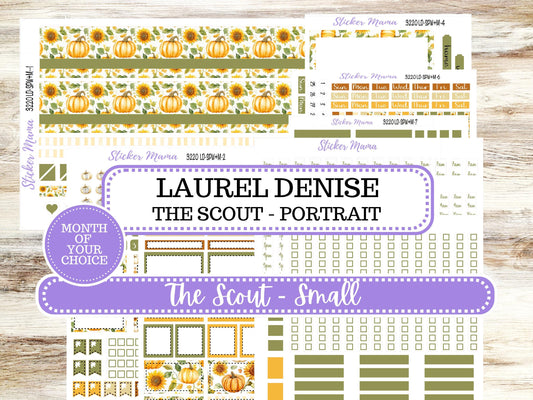 Laurel Denise Small Scout Planner Sticker Kit | Portrait Weekly + Monthly | Choose Your Month Fall | 3220 Sunflower Harvest | 6-26