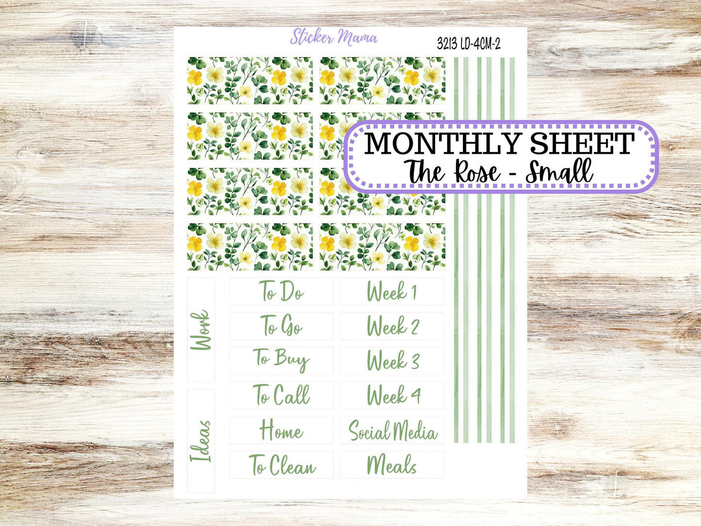 LD "Th Rose" Small || 4 COLUMN Mini (formerly the project mini) Size Planner Kit #3213 || March Lucky Blossom || Project Stickers || 11-25