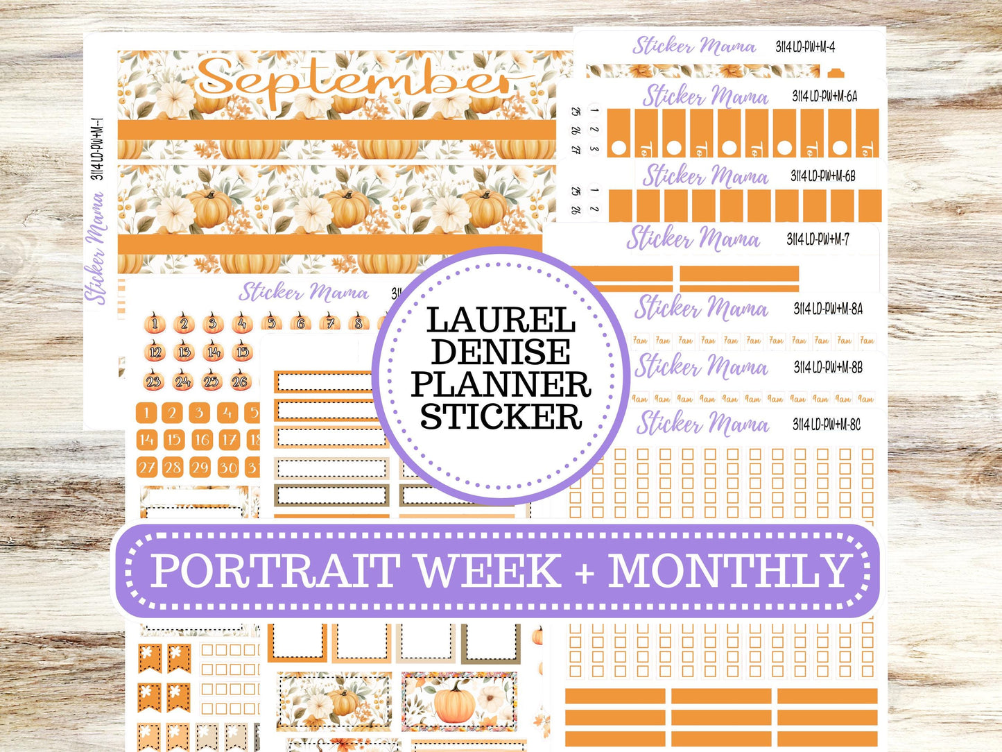 LAUREL DENISE PORTRAIT Weekly + Monthly September Planner Kit #3114 || Pumpkin Paradise || Laurel Denise Kit Portrait || June 25