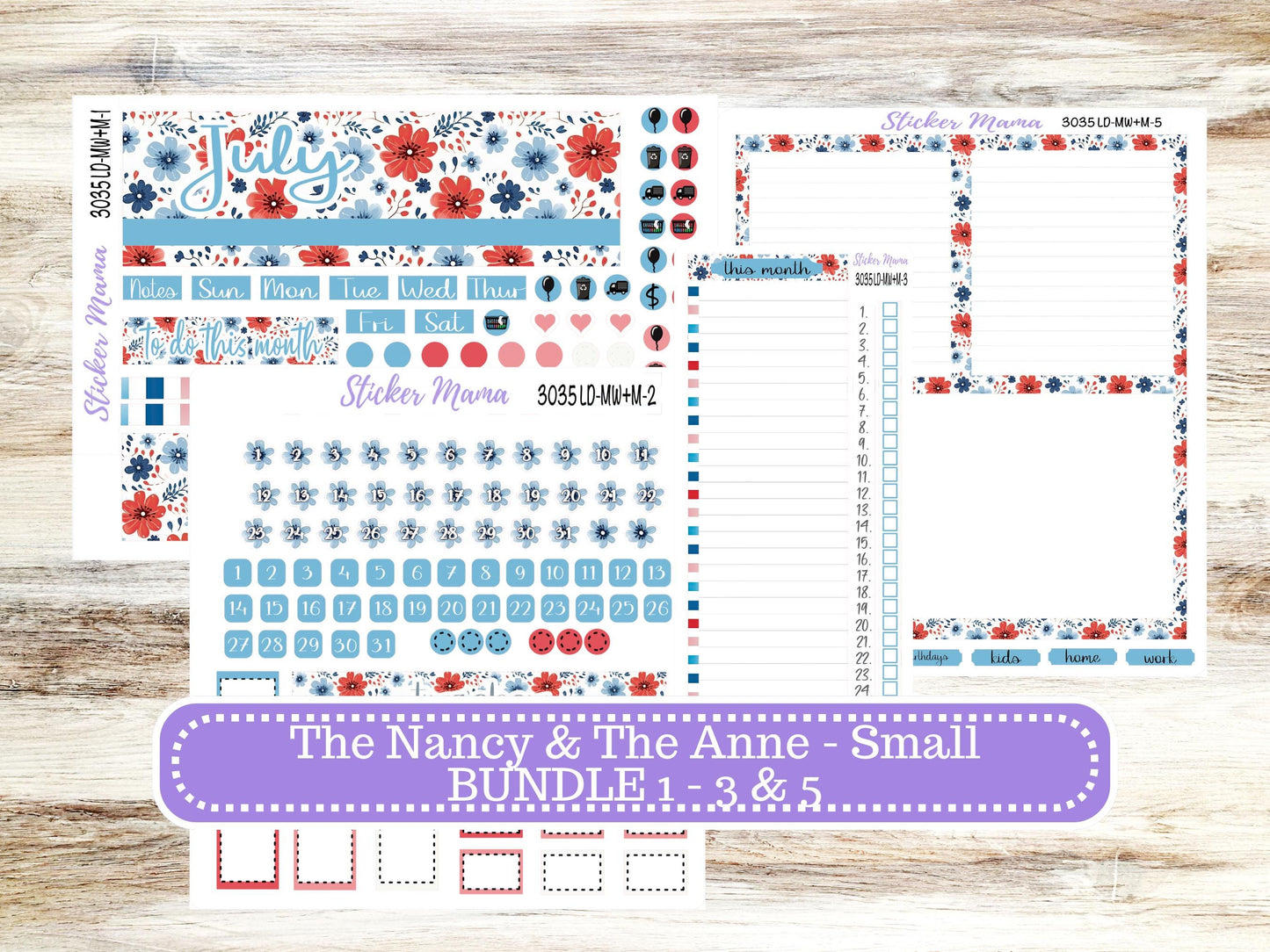 Laurel Denise Small Anne and Nancy Planner Sticker Kit | July American Dream 3035 | 4-26