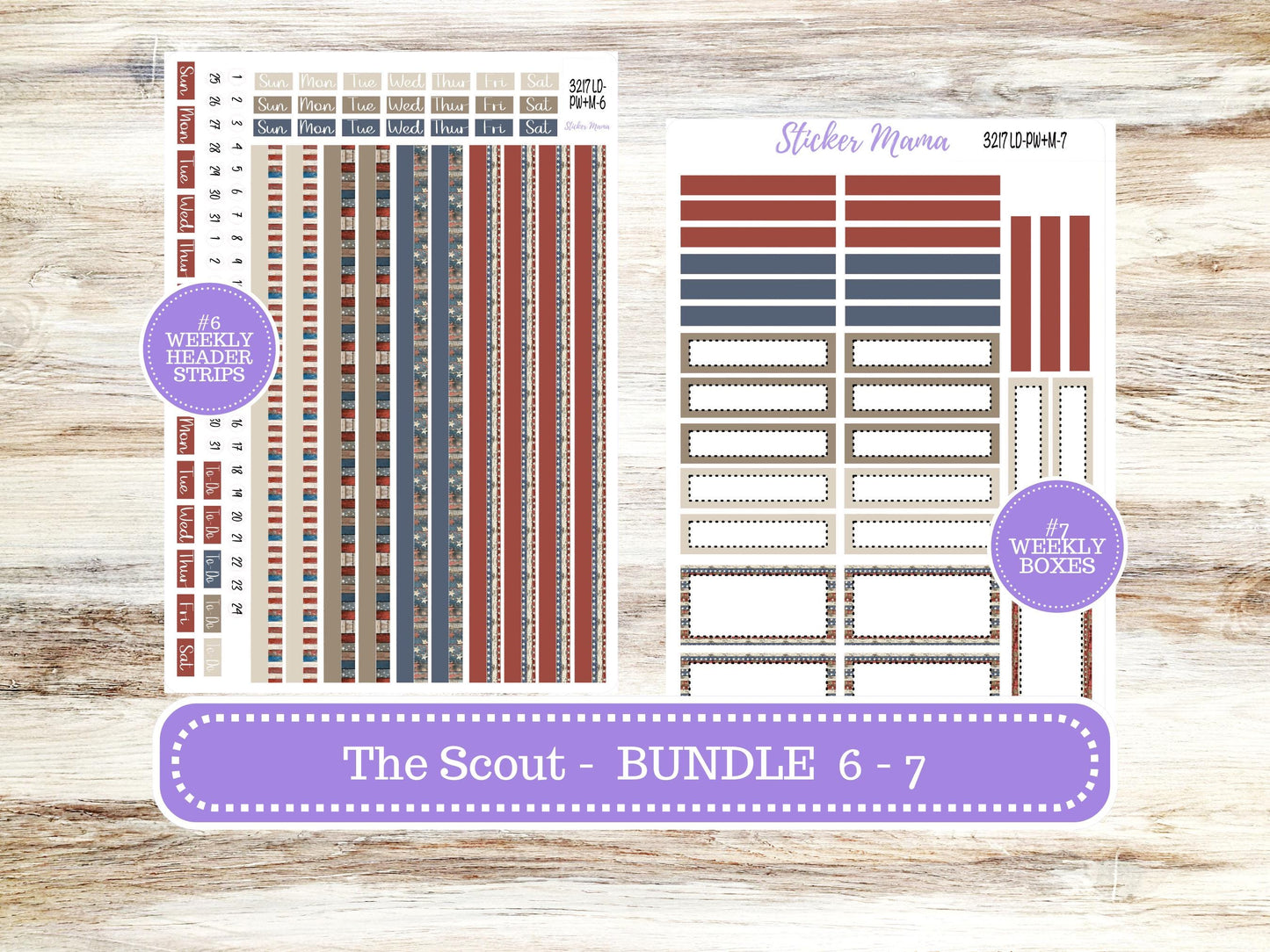 Laurel Denise Large Scout Planner Sticker Kit | Portrait Weekly + Monthly | July Old Glory 3217 | 4-26