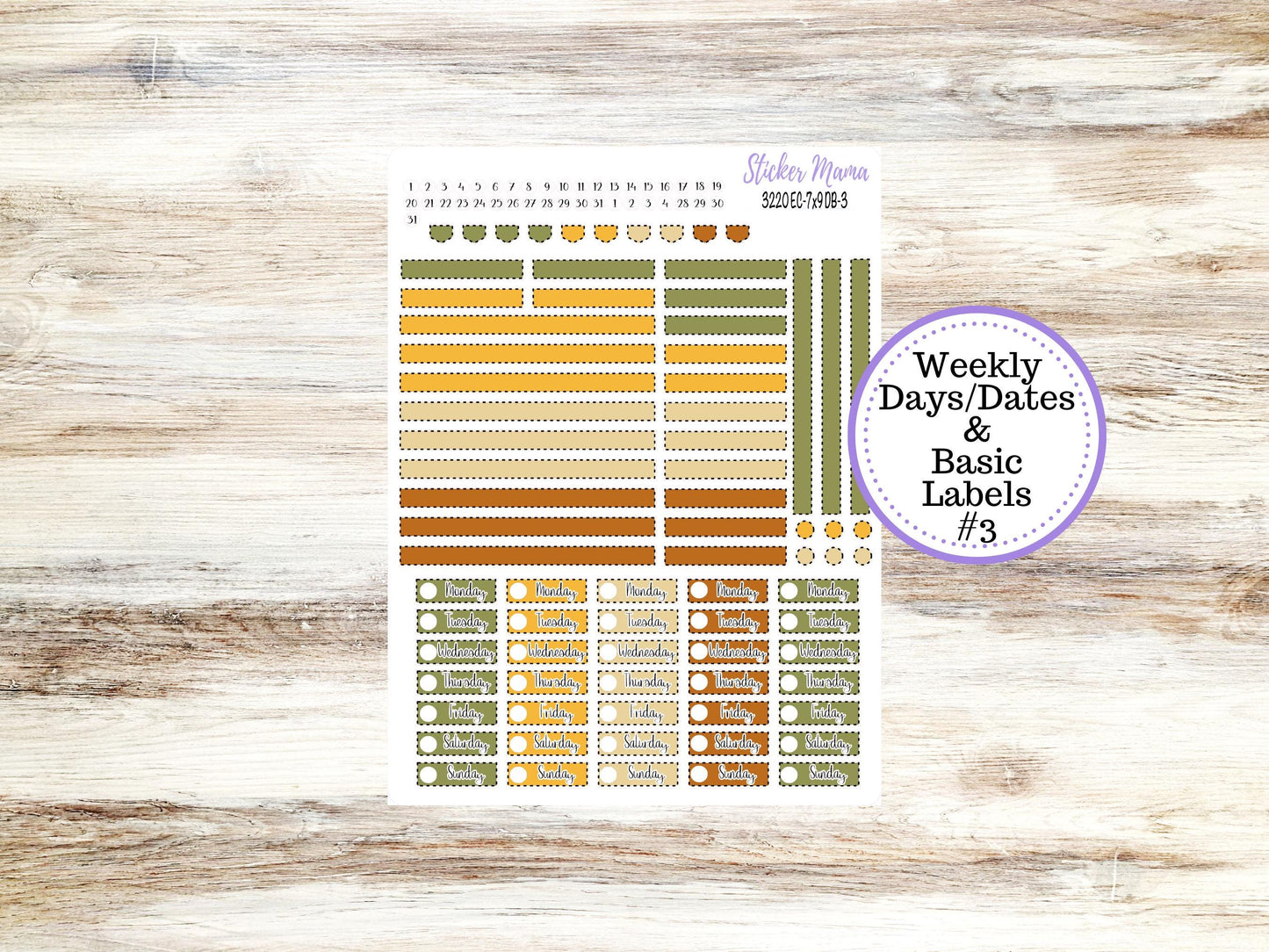 Erin Condren Dashboard Planner Sticker Kit | DB 3220 Sunflower Harvest